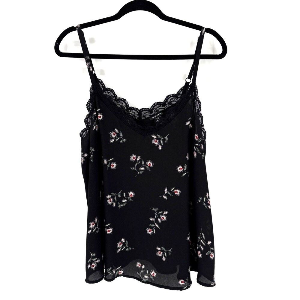 Torrid Cami Tank 00 Black Floral Flowy Stretch Spaghetti Strap Camisole